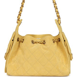 Chanel Mini 25 Hobo Bag Yellow Suede Antique Gold Hardware - Thumbnail View 4