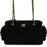 Chanel Small Bowling Bag Black Suede Antique Gold Hardware - Thumbnail View 1