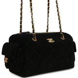 Chanel Small Bowling Bag Black Suede Antique Gold Hardware - Thumbnail View 2