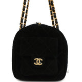 Chanel Small Bowling Bag Black Suede Antique Gold Hardware - Thumbnail View 3