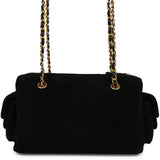 Chanel Small Bowling Bag Black Suede Antique Gold Hardware - Thumbnail View 4