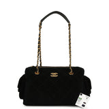 Chanel Small Bowling Bag Black Suede Antique Gold Hardware - Thumbnail View 7