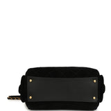 Chanel Small Bowling Bag Black Suede Antique Gold Hardware - Thumbnail View 6
