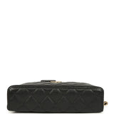 Chanel Top Handle Long Vanity Case with Chain Black Shiny Caviar Gold Hardware
