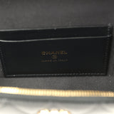 Chanel Top Handle Long Vanity Case with Chain Black Shiny Caviar Gold Hardware