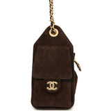 Chanel Mini 25 Hobo Bag Dark Brown Suede Antique Gold Hardware