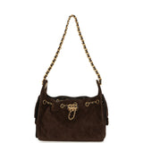 Chanel Mini 25 Hobo Bag Dark Brown Suede Antique Gold Hardware