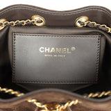 Chanel Mini 25 Hobo Bag Dark Brown Suede Antique Gold Hardware