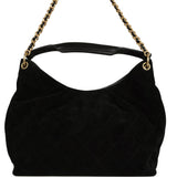 Chanel Maxi Hobo Bag Black Suede Antique Gold Hardware