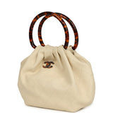 Chanel Small Pouch Light Beige Lambskin Tortoiseshell Hardware