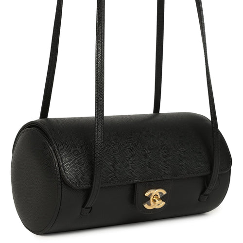 Chanel Preppy Coco Bowling Bag Black Shiny Caviar Brushed Gold Hardware