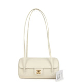 Chanel Preppy Coco Bowling Bag White Shiny Caviar Brushed Gold Hardware