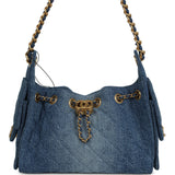 Chanel Mini 25 Hobo Bag Blue Washed Denim Antique Gold Hardware