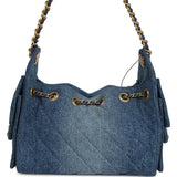 Chanel Mini 25 Hobo Bag Blue Washed Denim Antique Gold Hardware