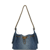 Chanel Mini 25 Hobo Bag Blue Washed Denim Antique Gold Hardware