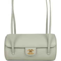 Chanel Preppy Coco Bowling Bag Light Green Shiny Caviar Brushed Gold Hardware