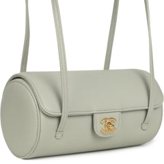 Chanel Preppy Coco Bowling Bag Light Green Shiny Caviar Brushed Gold Hardware