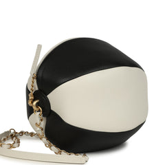 Chanel Coco Beach Ball Bag Black and White Calfskin Antique Gold Hardware