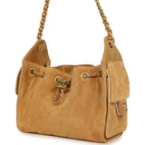 Chanel Mini 25 Hobo Bag Tan Suede Antique Gold Hardware - Thumbnail View 5