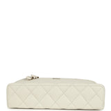 Chanel Trendy Top Handle Long Vanity Case with Chain White Caviar Light Gold Hardware