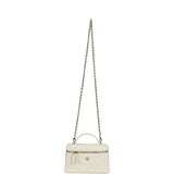 Chanel Trendy Top Handle Long Vanity Case with Chain White Caviar Light Gold Hardware