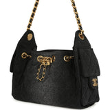 Chanel Mini 25 Hobo Bag Black Washed Denim Antique Gold Hardware