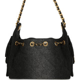 Chanel Mini 25 Hobo Bag Black Washed Denim Antique Gold Hardware