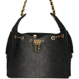 Chanel Small 25 Hobo Bag Black Washed Denim Antique Gold Hardware