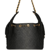 Chanel Small 25 Hobo Bag Black Washed Denim Antique Gold Hardware