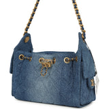Chanel Mini 25 Hobo Bag Blue Washed Denim Antique Gold Hardware - Thumbnail View 3