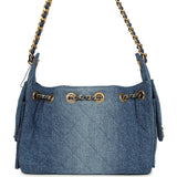 Chanel Mini 25 Hobo Bag Blue Washed Denim Antique Gold Hardware - Thumbnail View 5