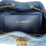 Chanel Mini 25 Hobo Bag Blue Washed Denim Antique Gold Hardware - Thumbnail View 9