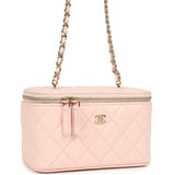 Chanel Small Classic Vanity Case Light Pink Shiny Caviar Light Gold Hardware
