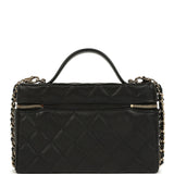 Chanel Top Handle Long Vanity Case with Chain Black Caviar Light Gold Hardware - Thumbnail View 4