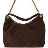 Chanel Maxi Hobo Bag Dark Brown Suede Antique Gold Hardware - Thumbnail View 6