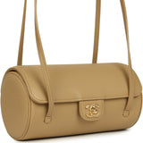 Chanel Preppy Coco Bowling Bag Dark Beige Shiny Caviar Brushed Gold Hardware