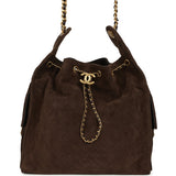 Chanel Medium 25 Hobo Bag Dark Brown Suede Antique Gold Hardware - Thumbnail View 1
