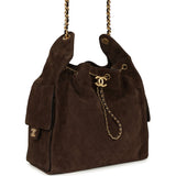 Chanel Medium 25 Hobo Bag Dark Brown Suede Antique Gold Hardware - Thumbnail View 2
