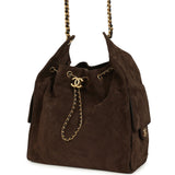 Chanel Medium 25 Hobo Bag Dark Brown Suede Antique Gold Hardware - Thumbnail View 5