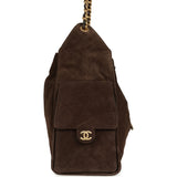 Chanel Medium 25 Hobo Bag Dark Brown Suede Antique Gold Hardware - Thumbnail View 3