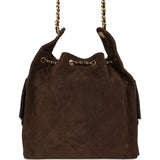 Chanel Medium 25 Hobo Bag Dark Brown Suede Antique Gold Hardware - Thumbnail View 4