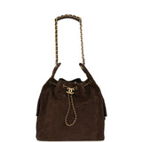 Chanel Medium 25 Hobo Bag Dark Brown Suede Antique Gold Hardware - Thumbnail View 6