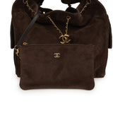 Chanel Medium 25 Hobo Bag Dark Brown Suede Antique Gold Hardware - Thumbnail View 8