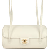 Chanel Preppy Coco Bowling Bag White Shiny Caviar Brushed Gold Hardware - Thumbnail View 1