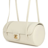 Chanel Preppy Coco Bowling Bag White Shiny Caviar Brushed Gold Hardware - Thumbnail View 5