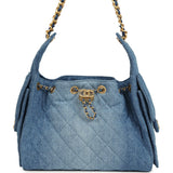 Chanel Small 25 Hobo Bag Blue Washed Denim Antique Gold Hardware - Thumbnail View 1