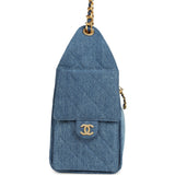 Chanel Small 25 Hobo Bag Blue Washed Denim Antique Gold Hardware - Thumbnail View 4