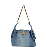 Chanel Small 25 Hobo Bag Blue Washed Denim Antique Gold Hardware - Thumbnail View 6