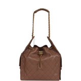 Chanel Medium 25 Hobo Bag Brown Caviar Antique Gold Hardware