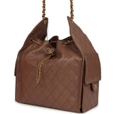 Chanel Medium 25 Hobo Bag Brown Caviar Antique Gold Hardware